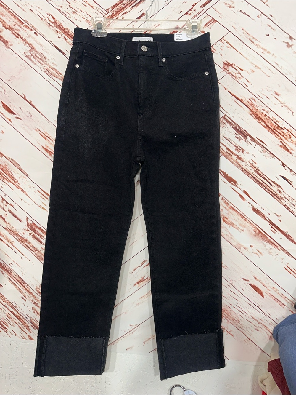 NWT LOFT Black Cropped Ankle Straight Jeans